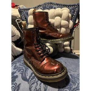 Dr Martens Cherry Red Vegan Chrome Boots size 7/EU 38